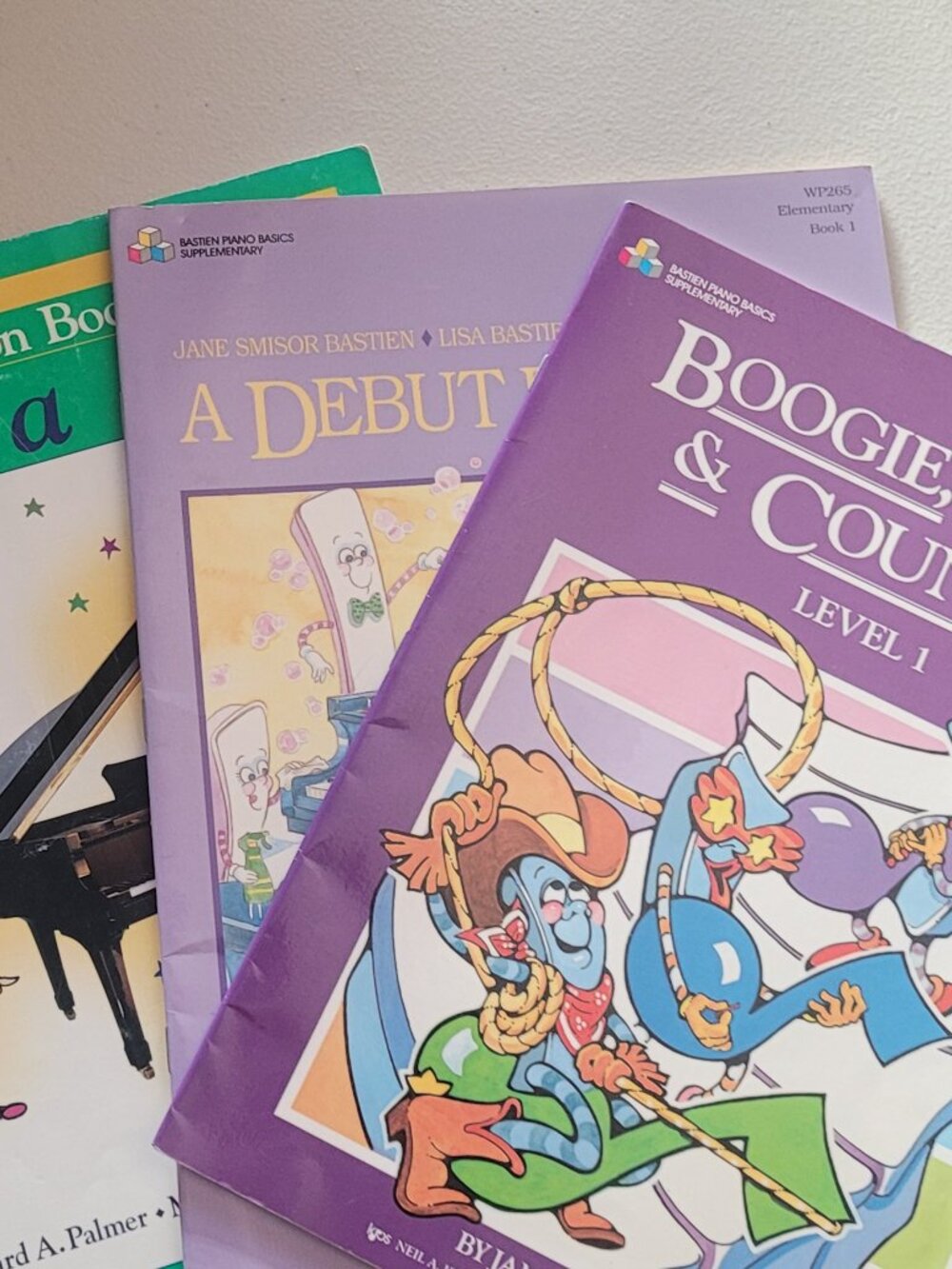 Lot of 3 Piano Lesson Books Basics & Boogie Rock Country Level 1 & 1B